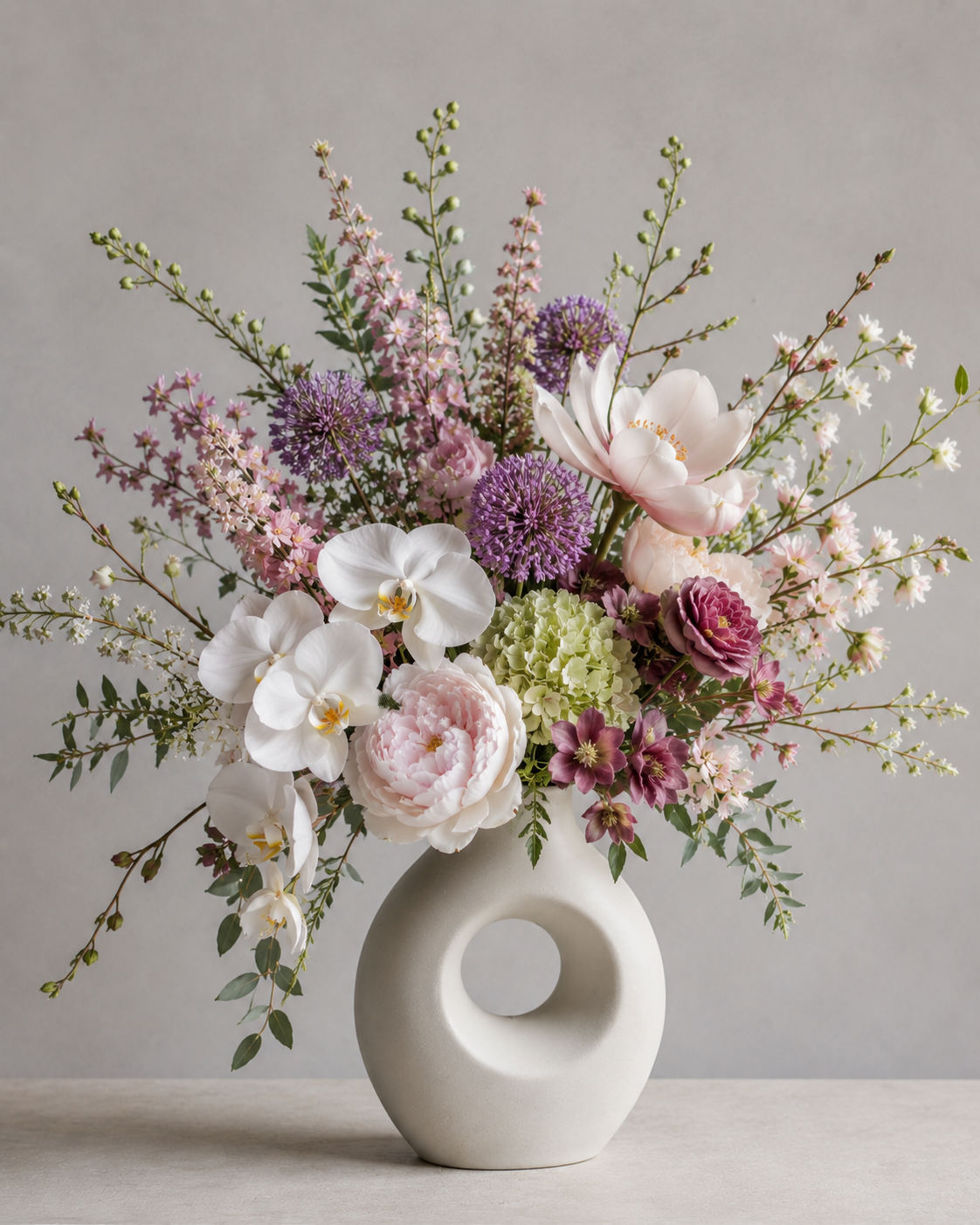 Bouquet floral rose et lilas