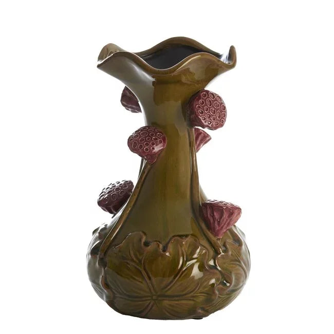 Light en Living Vaas ODALI keramiek groen+donker roze Ø15.5x26 cm